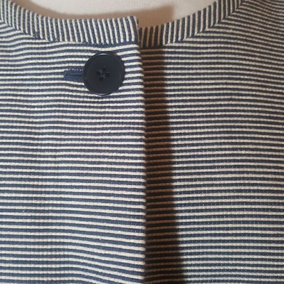 TALBOTS Navy & Cream Striped Jacket - Size 14 - Picture 2 of 5